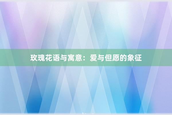 玫瑰花语与寓意：爱与但愿的象征